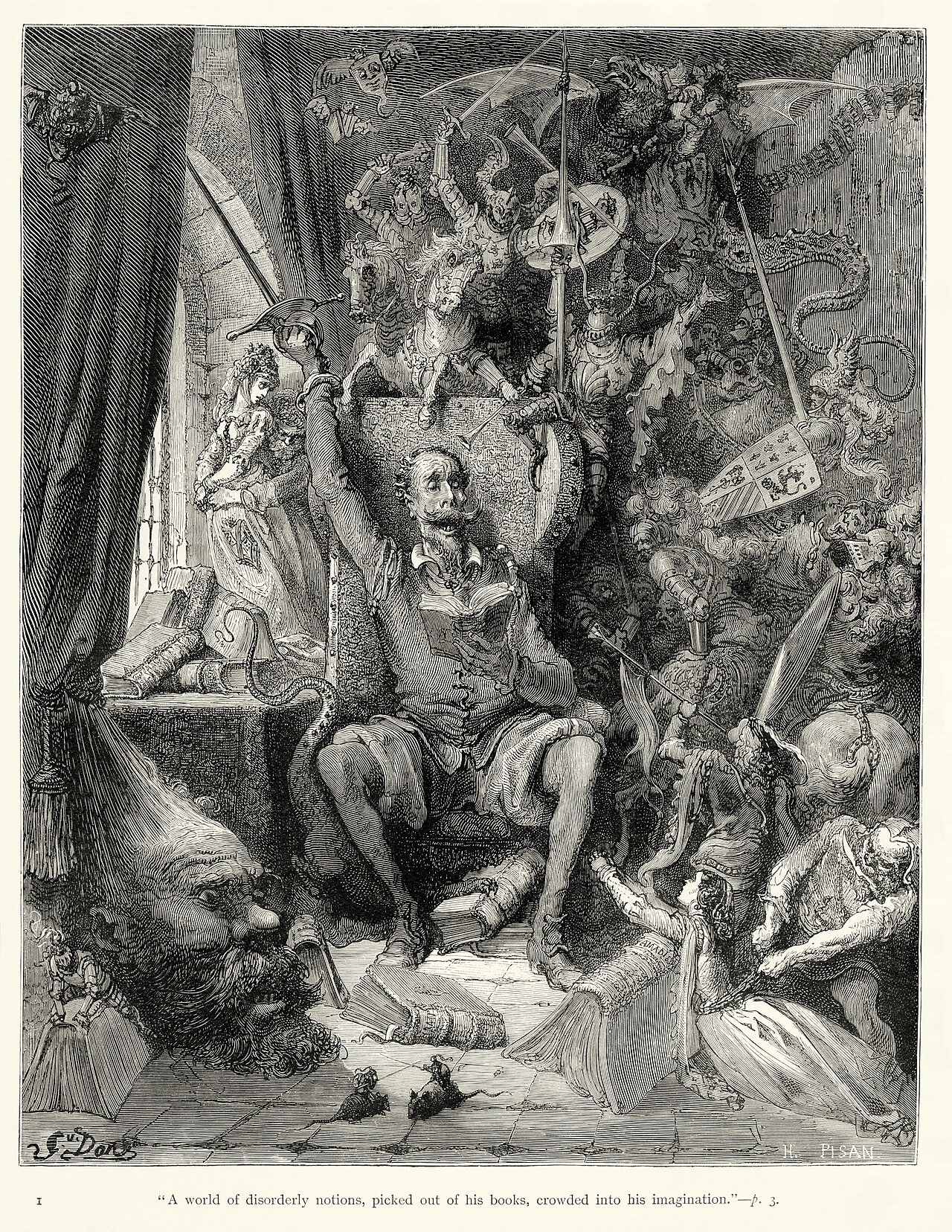 Foto fra Spania: Gustave Doré - Miguel de Cervantes - Don Quixote - Part 1 - Chapter 1 - Plate 1 