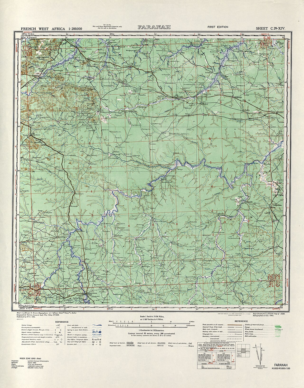 Foto fra Faranah, Guinea: Map by the US Army Map Service - Sheet C 29-14 Faranah - french west africa - tx
