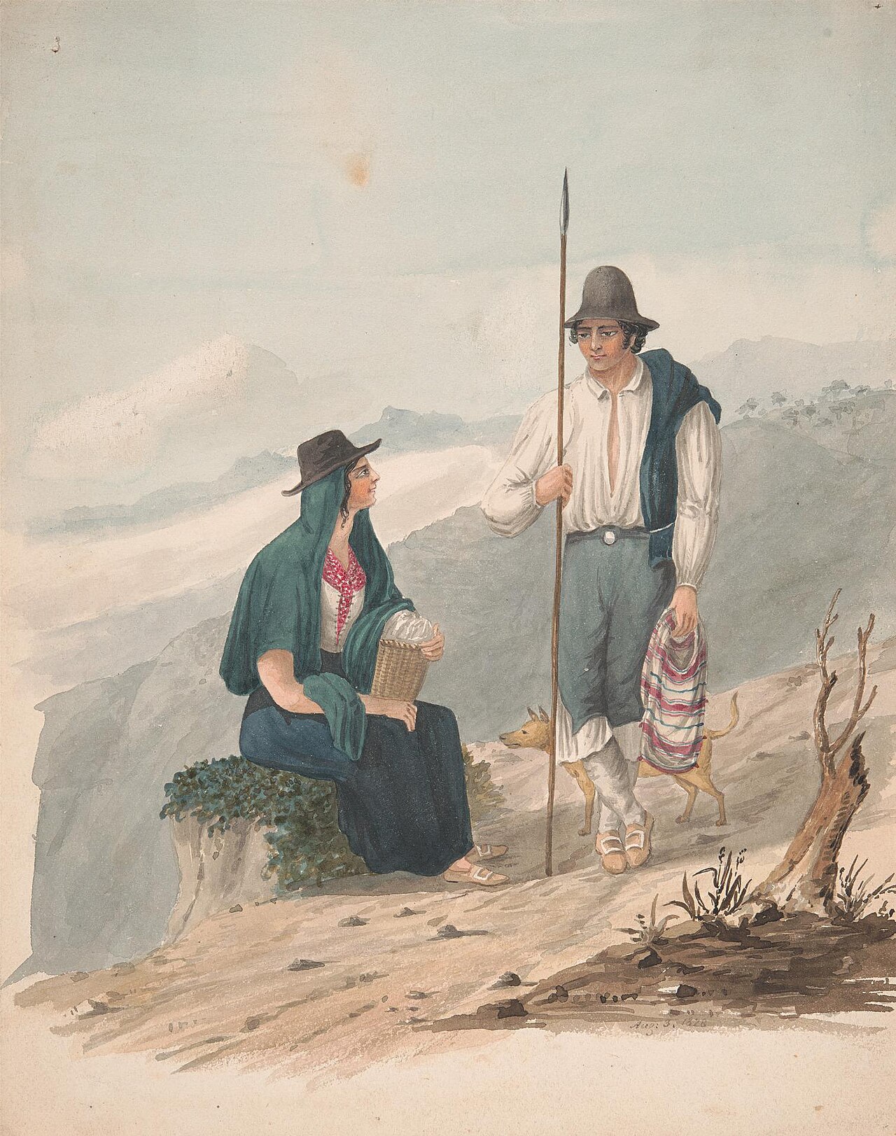 Foto fra Tenerife, Kanariøyene: Alfred Diston - Man and woman of Chasna-Tenerife - B1975.4.282 - Yale Center for