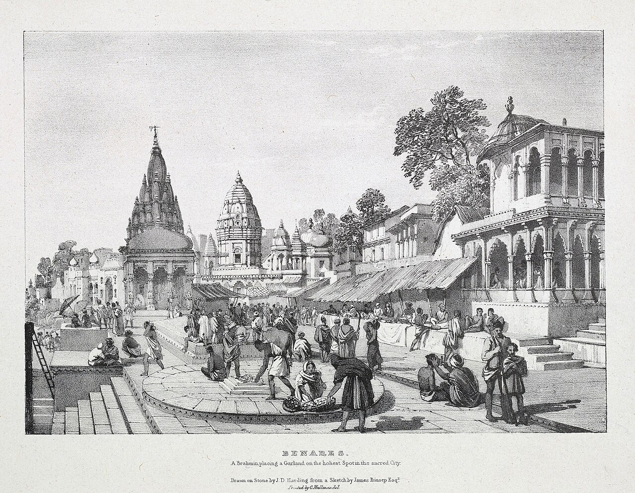 Foto fra Varanasi, India: Benares A Brahmin placing a garland on the holiest spot in the sacred city by Ja